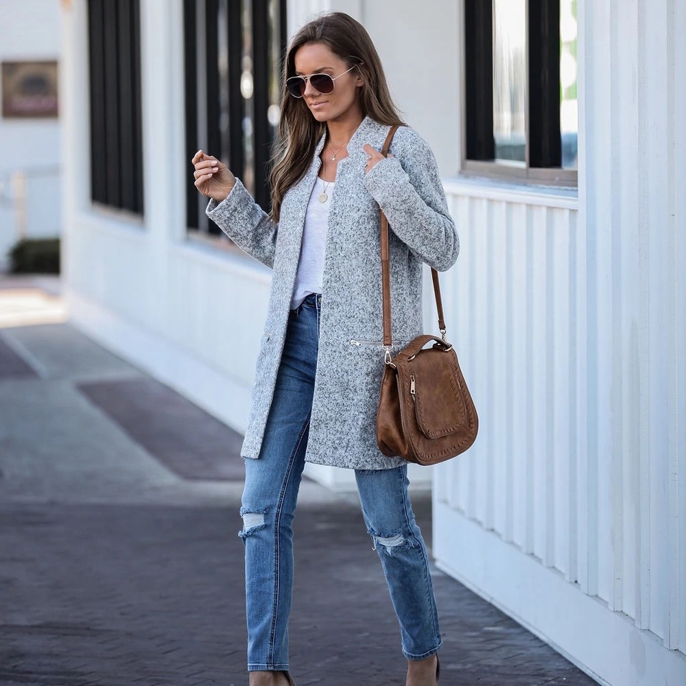 Vici Pocketed Wool Blend Coat with Zipper Detail